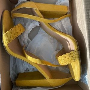 Mustard Color Block Heels 4in.